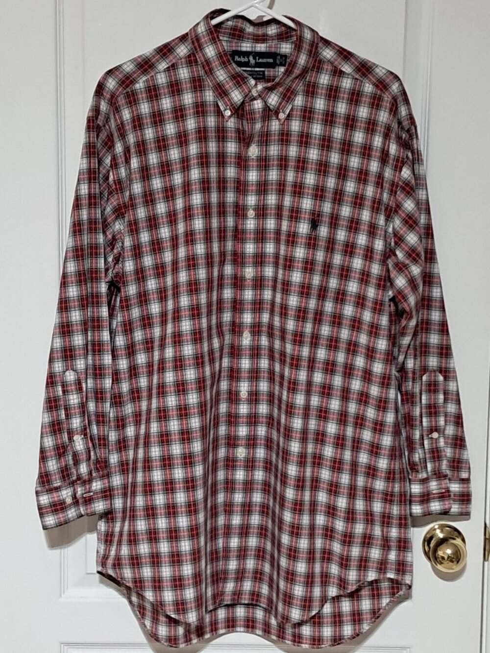 Ralph Lauren Men's Long Sleeve Plaid Shirt, 17" neck with 32"- 33" sleeve length